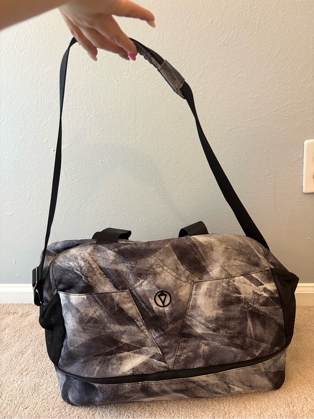 Ivivva Gray Black Patterned Travel Duffel Bag